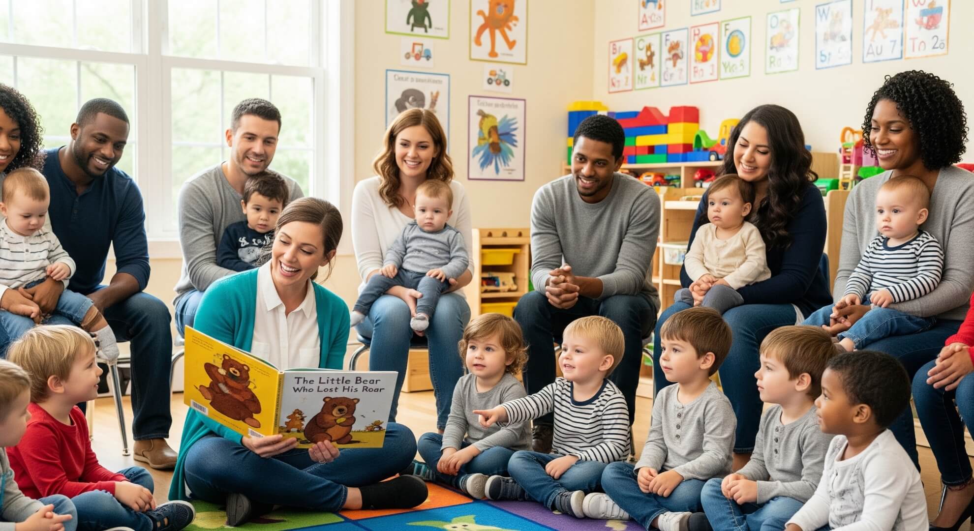 Caring early childhood educator providing individual support